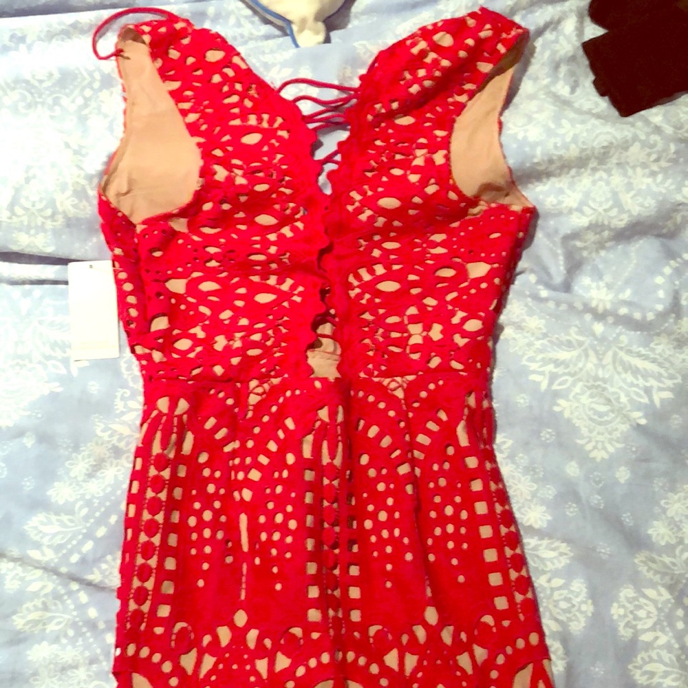 Red lace dress